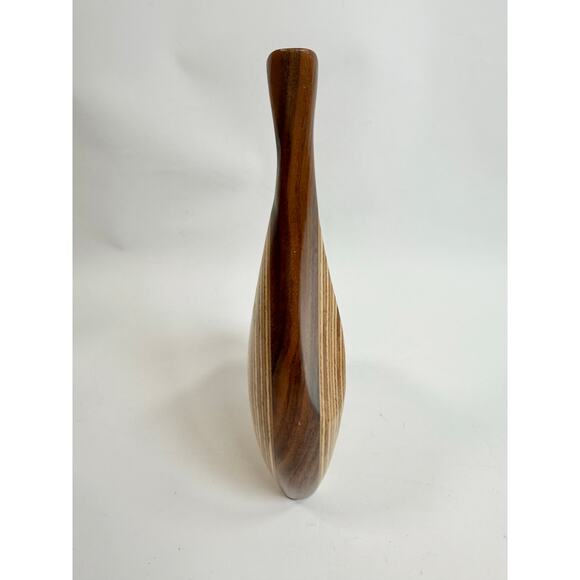 MCM Handmade Laminated Wood Minimalist Sculptural Vase Signed H. Süpola - Picture 3 of 11